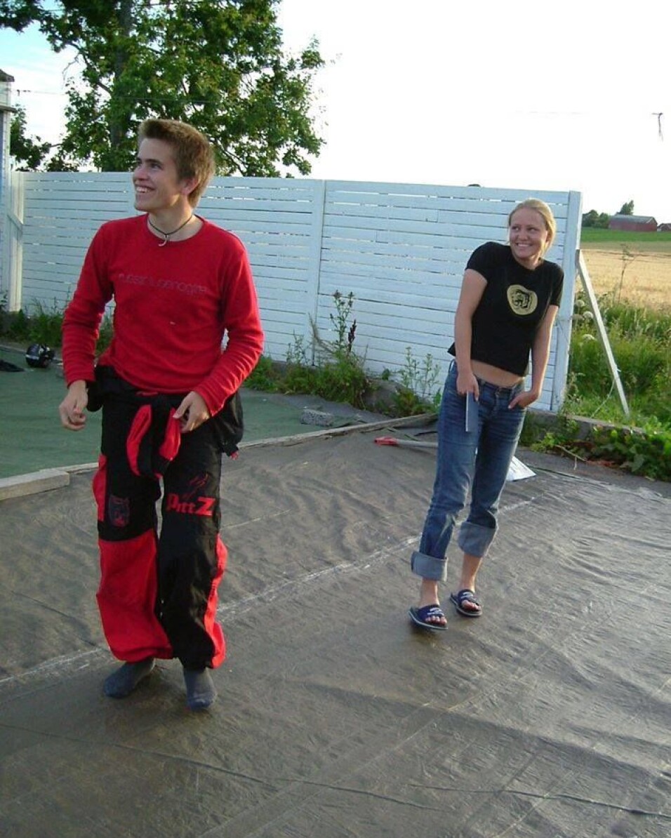 På Jarslberg med Stine, som jeg gikk på kurs med, sommeren 2003